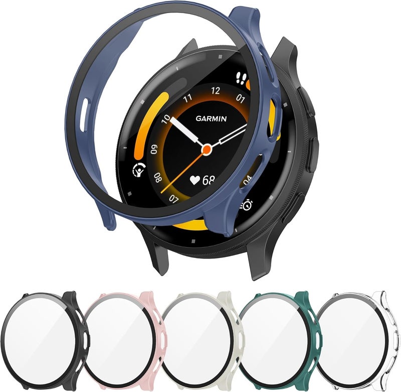 Tiorecime 6 Pack Case for Garmin Venu 3 45mm with Tempered Glass Screen Protector, Shockproof Hard PC Bumper Protective Cover Compatible with Garmin Venu 3 45mm - Image 1